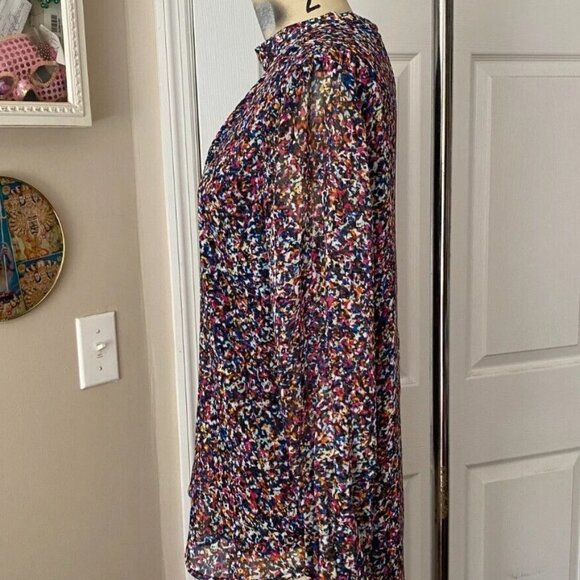 1.State BLACK Silky Smudge Print choker Collar L/Slv Tunic shirt *X-SMALL* - Picture 4 of 7